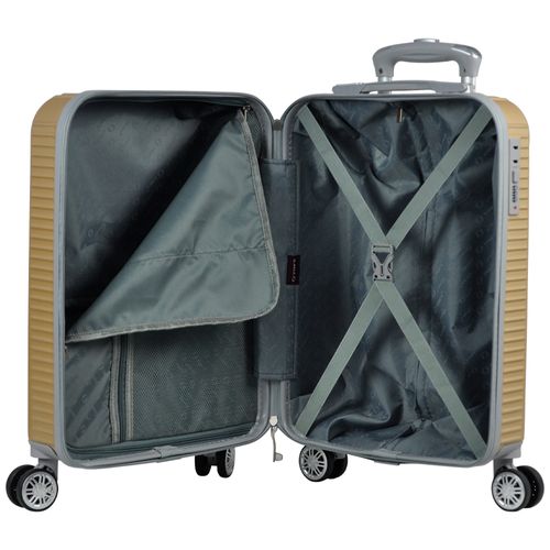 MALA ABS 20 COM RODA DUPLA YINS YS21027  ALÇA DE MÃO, COMPARTIMENTO INTERNO, CINTA ELÁSTICA, FECHO EM ZÍPER.