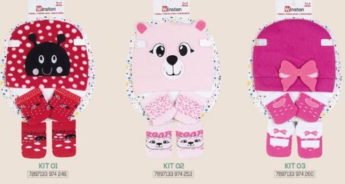 KIT FUN SOCKS MEIAS COM LUVA E TOUCA FEM PIN PIN F0167