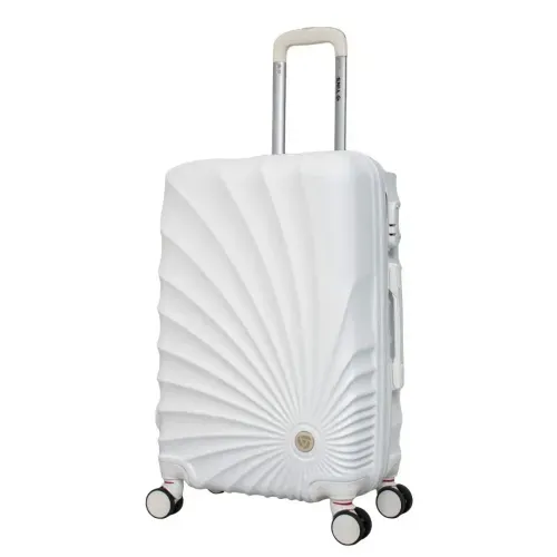 MALA SHELL EM ABS 28 YINS YS21201 RODAS DUPLAS 360°, COMPART. INTERNO, CINTA ELÁSTICA, FECHO EM ZÍPER